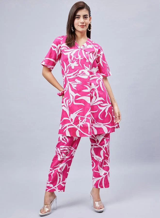 WineRed طقم تونيك مطبوع مع بنطال